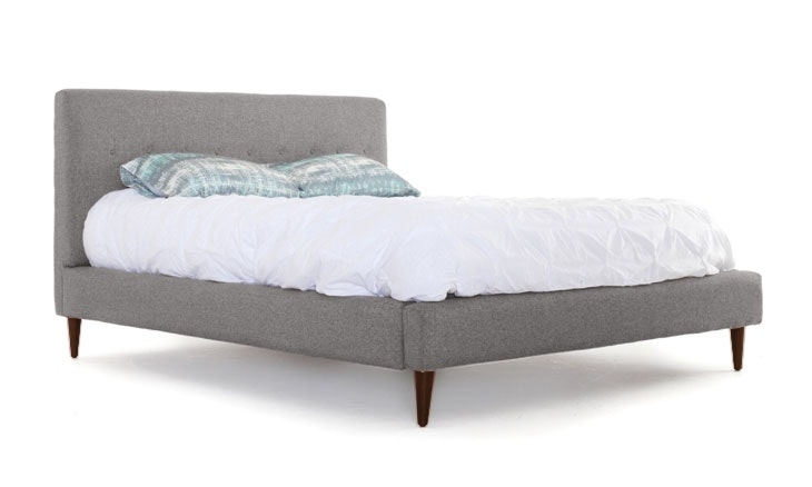 Gray Korver Mid Century Modern Bed - Taylor Felt Grey - Mocha - Eastern King - Image 0