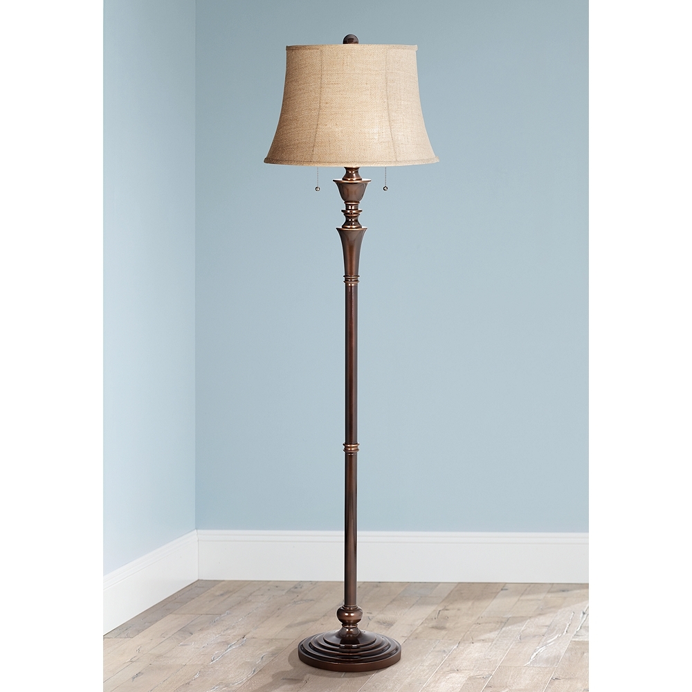 Regency Hill Brooke 60" Twin Pull Chain Traditional Bronze Floor Lamp - Image 0