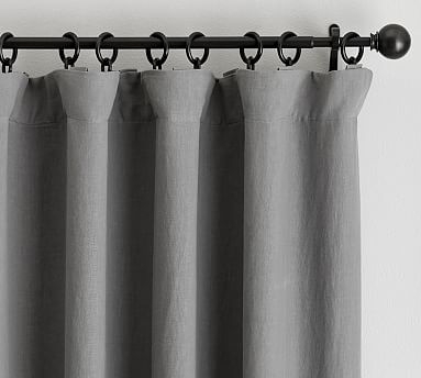 Belgian Flax Linen Blackout Curtain 50 x 84", Light Charcoal - Image 0