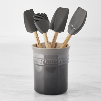 Le Creuset 5-Piece Utensil Set with Crock, Oyster - Image 0
