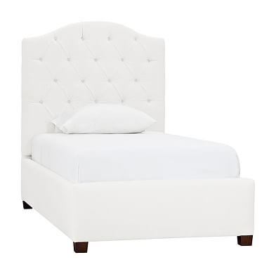 Eliza Tufted Complete Bed, Twin,Washed Linen Cotton, White - Image 0