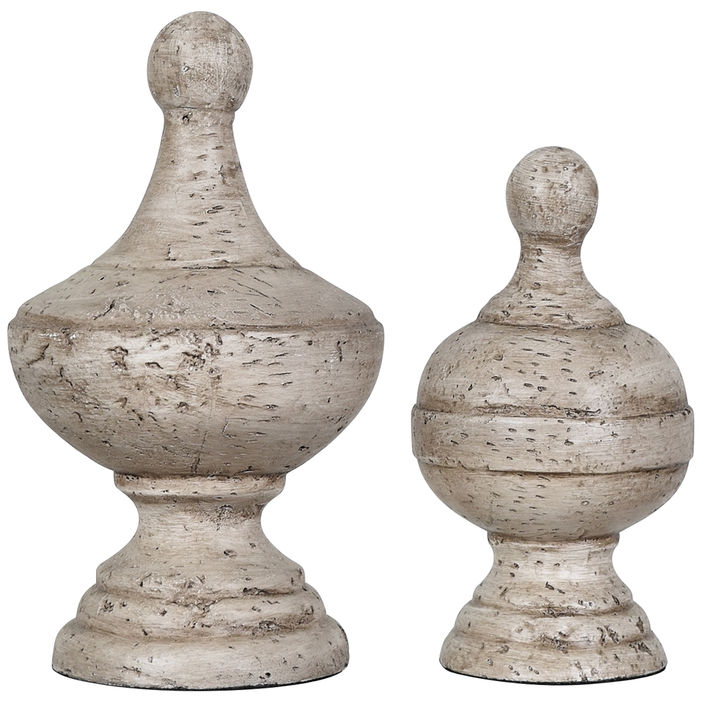 Crestview Collection Antique White Post Finials Set of 2 - Style # 74W34 - Image 0