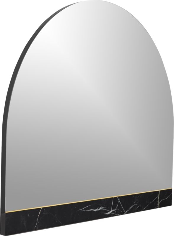 Vaughn Black Mantle Mirror with Marble Brass Inlay - Image 4