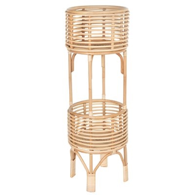 Andres 36" H x 12" L x 12" D Rattan Indoor Plant Stand, 10 inches, Natural - Image 0