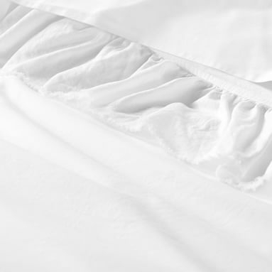 Washed Cotton Ruffle Organic Sham, Euro, White - Image 1