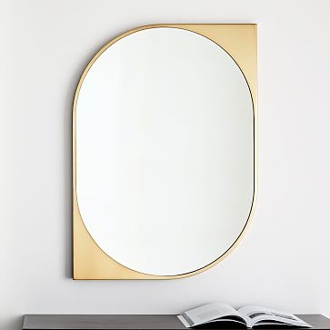 Cateye Metal Wall Mirror, Antique Brass - Image 2