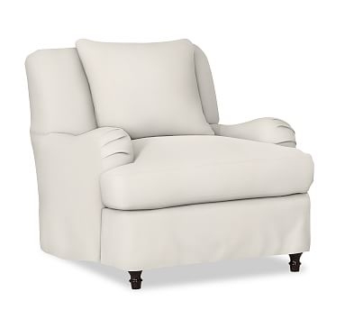 Carlisle Slipcovered Armchair, Polyester Wrapped Cushions, Denim Warm White - Image 2