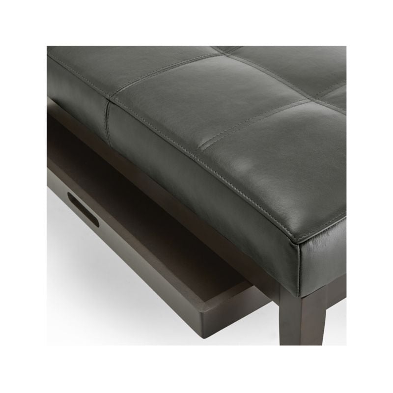 Nash Leather Large Tufted Bench with Tray - Image 5
