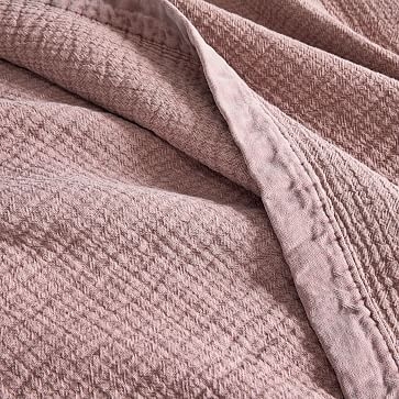 Velvet Trim Textural Blanket, Full/Queen, Pink Stone - Image 1