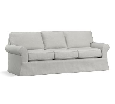 Buchanan Roll Arm Slipcovered Grand Sofa 93.5", Polyester Wrapped Cushions, Basketweave Slub Ash - Image 0