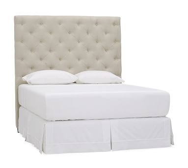Lorraine Tufted Upholstered Tall Headboard, Queen, Twill White - Image 3