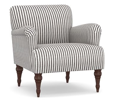 Hadley Upholstered Armchair, Polyester Wrapped Cushions, Vintage Stripe Black/Ivory - Image 0