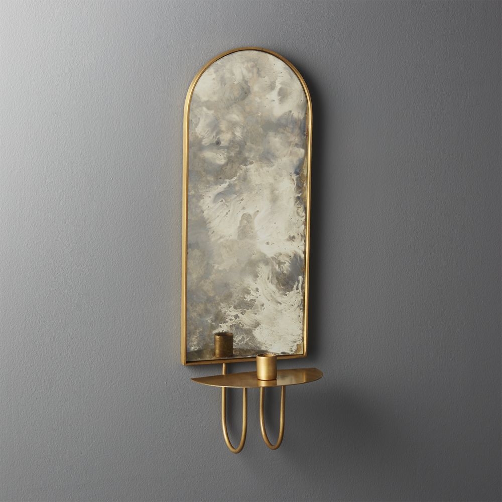 Edin Antiqued Mirror Taper Candle Wall Sconce - Image 0