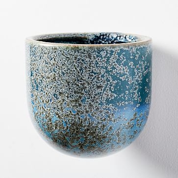 Ceramic Wallscape Planters, Reactive Glaze, Blue, Medium - Image 0