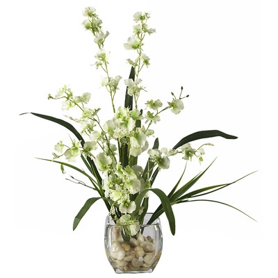 Liquid Illusion Dancing Lady Silk Orchids in Green with Vase - Image 0