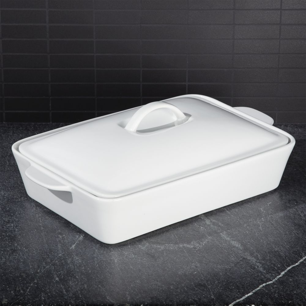 Potluck White Covered Baking Dish - Image 0