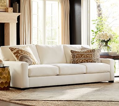 Turner Square Arm Upholstered Grand Sofa 105" without Nailheads, Down Blend Wrapped Cushions, Performance Everydaylinen(TM) by Crypton(R) Stone - Image 1