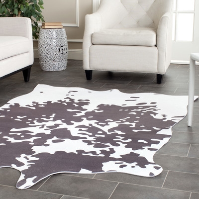 Faux Hide Hand-Tufted Gray/White Area Rug - Image 0