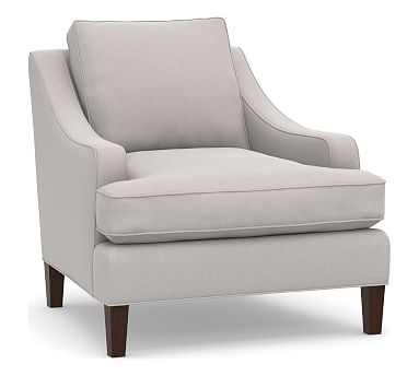 Landon Upholstered Armchair, Down Blend Wrapped Cushions, Microsuede Dove Gray - Image 2