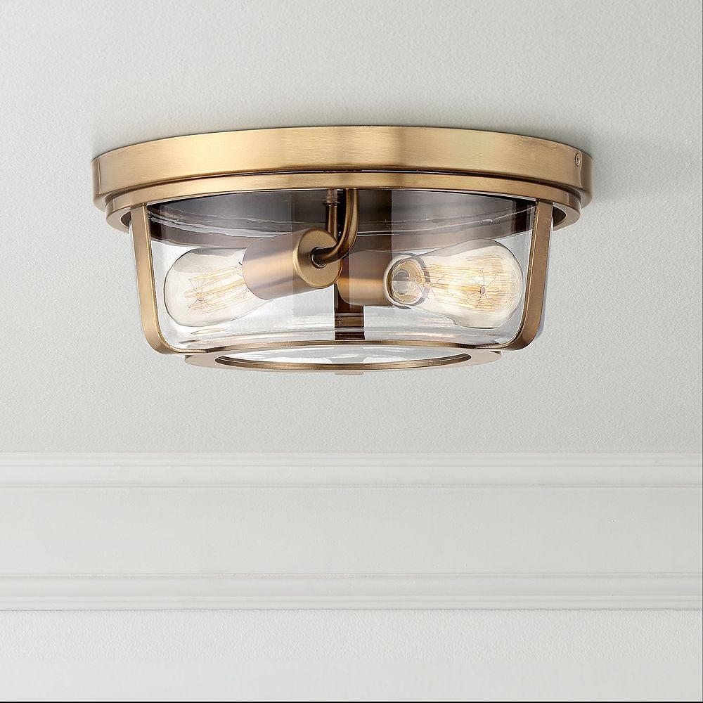 Possini Euro Angeline 13" Wide Warm Brass 2-Light Ceiling Light - Image 0