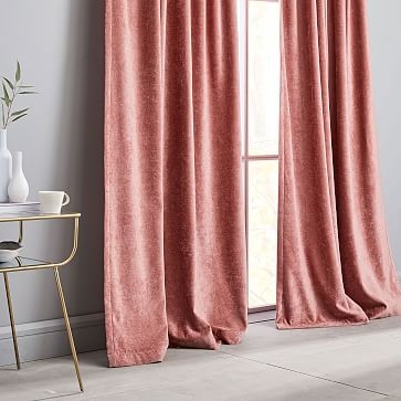 Worn Velvet Curtain, Pink Grapefruit, 48" x 96" - Image 3