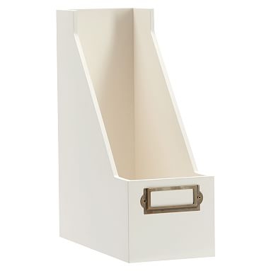 Classic Wooden Desk Accessories, Magazine Caddy, Simply White - Image 0