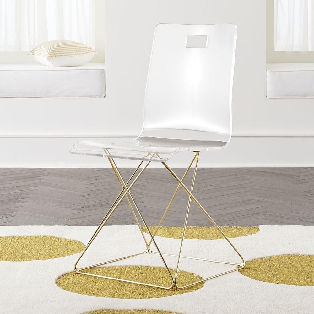 Now You See It Acrylic Kids Desk Chair with Gold Base - Image 0