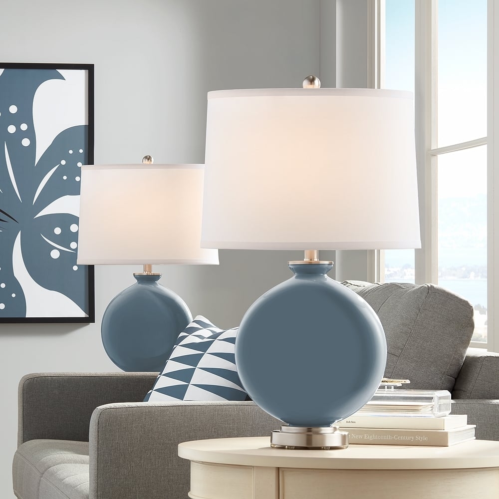Color Plus Carrie 26 1/2" Smoky Blue Table Lamps Set of 2 - Image 0