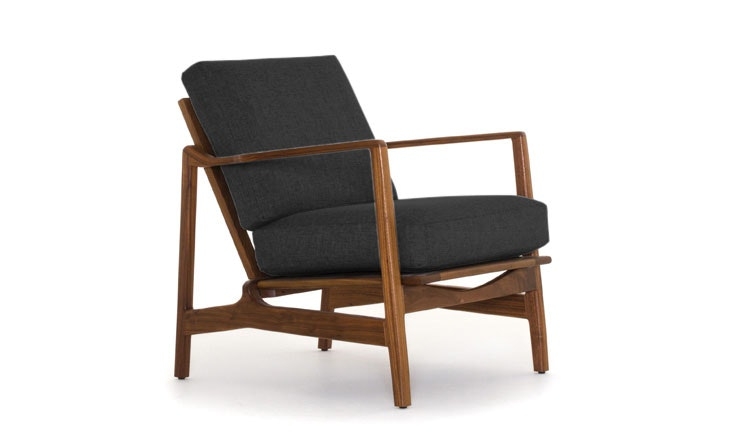 Black Graham Mid Century Modern Chair - Royale Gunmetal - Walnut - Image 0