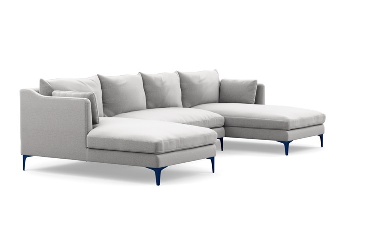 Caitlin by The Everygirl U-Sectional with Ash Fabric and Matte Indigo legs - Image 1