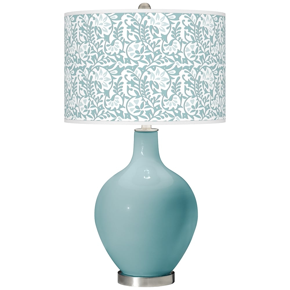 Color Plus Ovo 28 1/2" Gardenia Shade Raindrop Blue Table Lamp - Image 0