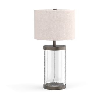 Murano Glass Table Lamp &amp; Linen Drum Shade, Bronze/Ivory, Small 24" - Image 0