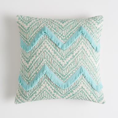 Woven Chevron Pillow Cover, 18"x18", Periwinkle - Image 3