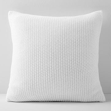 Cotton Knit Pillow Cover, Stone White, 24"x24" - Image 0