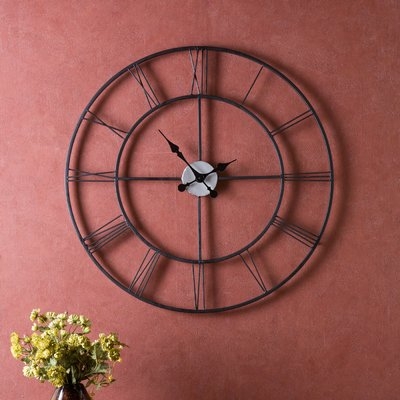 Oversized 30" Black Decorative Wall Clock - Image 1