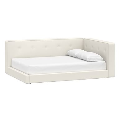 Cushy Corner Platform Upholstered Bed, Full, Performance Everyday Velvet Ivory - Image 0