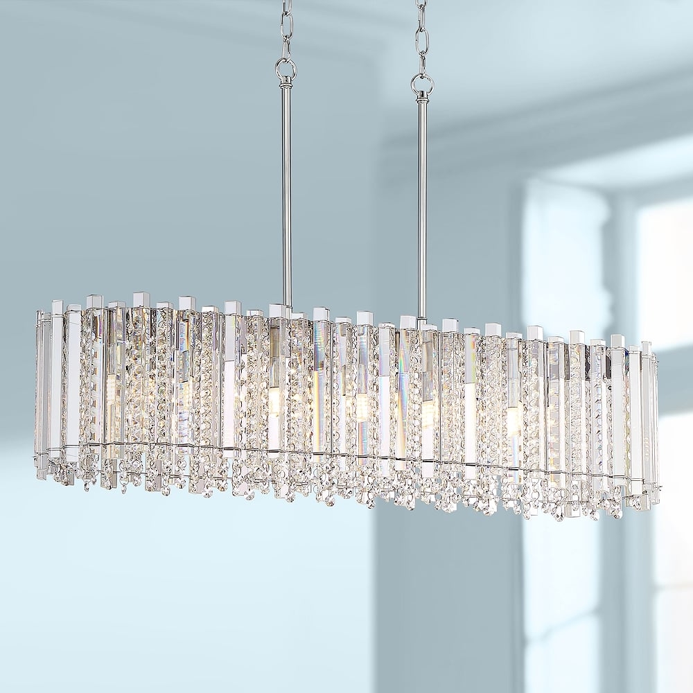 Possini Euro Mirabell 34" Crystal LED Kitchen Island Linear Pendant - Image 0