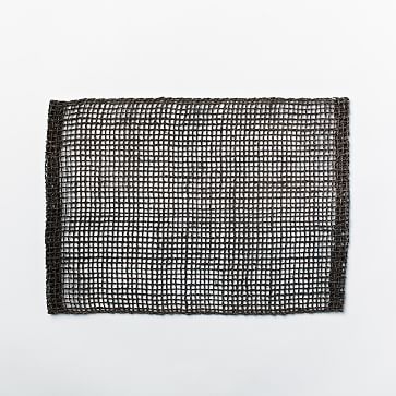 Fishnet Woven Placemats, Set of 2, Black - Image 0