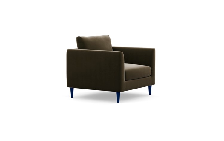 Owens Accent Chair with Brown Quartz Fabric and Matte Indigo legs - Image 1