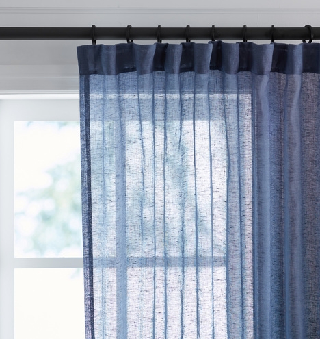 Sheer Linen Curtain Panel - Thunder - Image 0