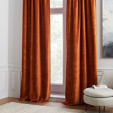 Worn Velvet Curtain, Unlined, Copper, 48"x96" - Image 0