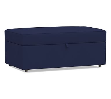 Buchanan Upholstered Cocktail Storage Ottoman, Polyester Wrapped Cushions, Performance Twill Cadet Navy - Image 0