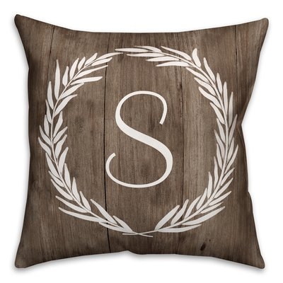 Brompton Wreath Initial Throw Pillow - Image 0