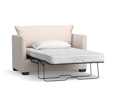 Luna Upholstered Twin Sleeper Sofa, Polyester Wrapped Cushions, Performance Twill Warm White - Image 3