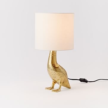 Rachel Kozlowski Table Lamp, Mallard Duck, Antique Brass/White Linen - Image 3