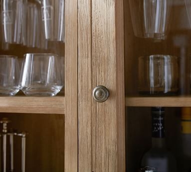 6-Piece Modular Bar Wall Unit (2 Wood Door Cabinet & 1 Wine Grid Base, 2 Glass Door & 1 Open Hutch), Seadrift - Image 1
