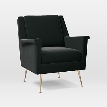 Carlo Mid-Century Chair, Astor Velvet, Iron, Brass - Image 2