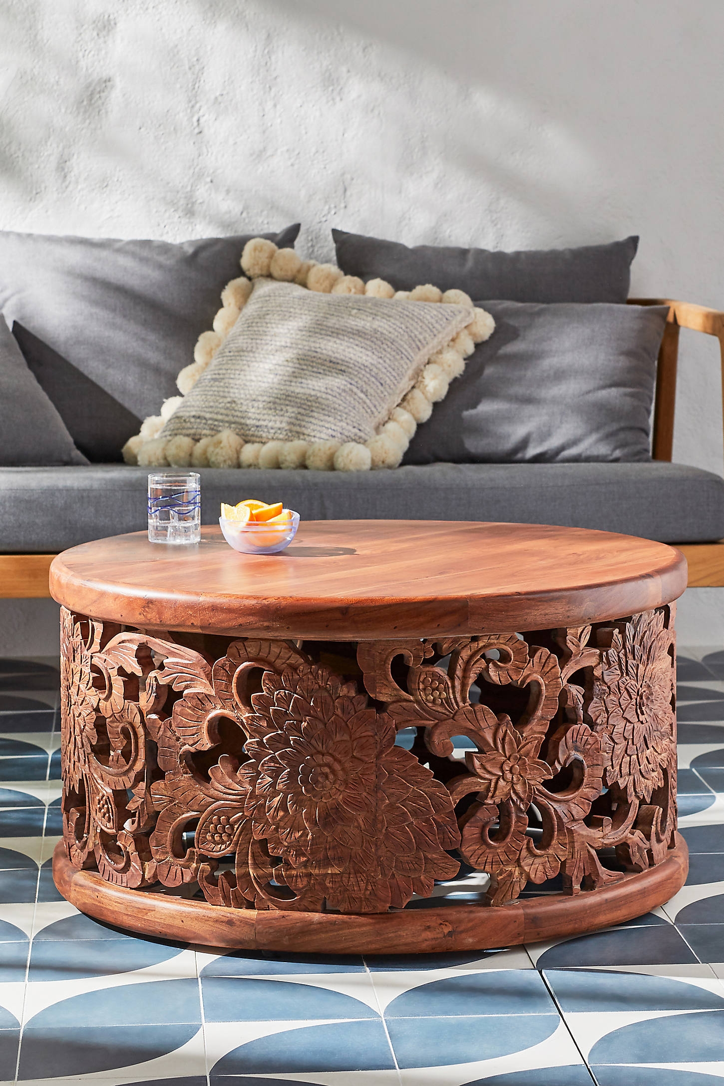 Handcarved Lotus Coffee Table - Image 0