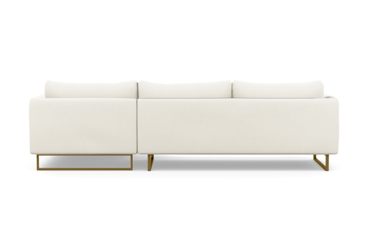 Owens Right Sectional with White Ivory Fabric, down alt. cushions, extended chaise, and Matte Brass legs - Image 3