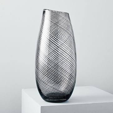 Optic Stripes Vase, Extra Large, Clear/Black - Image 2
